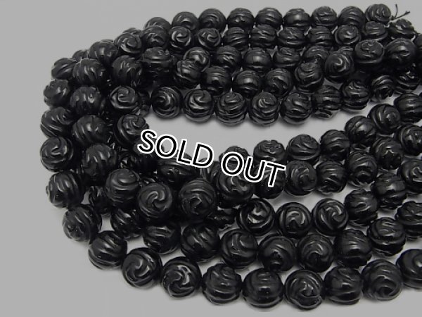 Photo2: 오닉스Onyx 꽃(장미) 파츠 라운드12mm , 3A품질 한줄 사이즈 35cm, - 5줄/구매 시 10% 할인 (2)