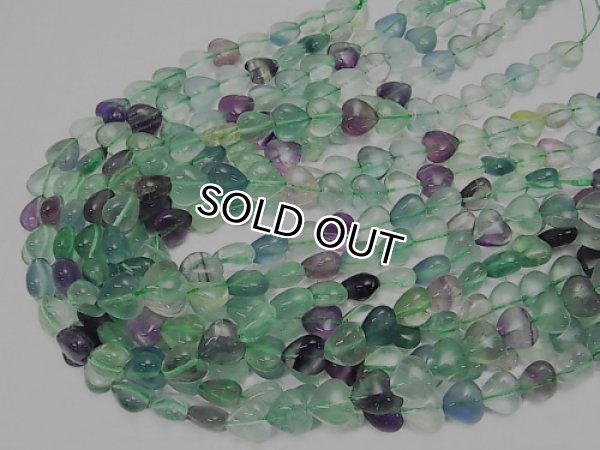 Photo2: 플로라이트 Fluorite 하트파츠 12*12mm  3a품질 1줄 사이즈 38cm,/- 5줄 구매 시 10% 할인, (2)