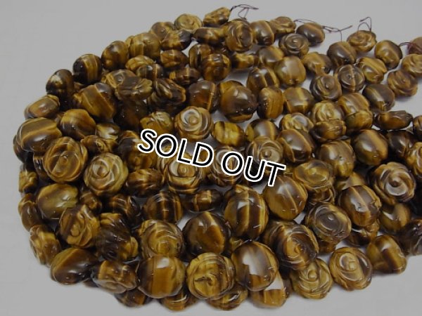 Photo2: 호안석Tigers Eye  꽃(장미)파츠 18MM  3a품질 1줄 사이즈 36cm,/ - 5줄 구매 시 20% 할인 (2)