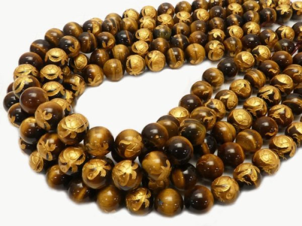 Photo2: 호안석 사신도 현무 조각  라운드 10~12mm  3a품질,1줄 사이즈38cm/ - 5줄 구매 시 30% 할인 (2)