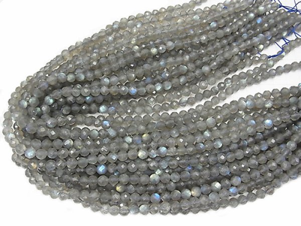 Photo2: 래브라도라이트  64면체 컷팅, 6mm 3a품질,1줄 사이즈 39cm - 5줄/구매 시 30% 할인, (2)