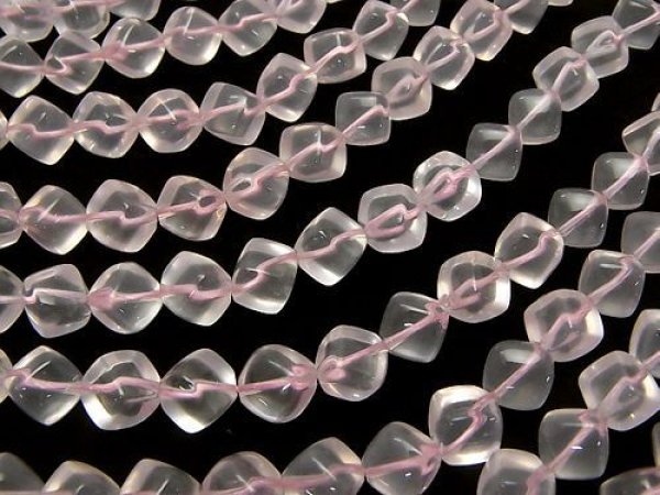 Photo2: 로즈쿼츠  4각체, 10*10*10mm  3a품질,1줄 사이즈38cm - 5줄/구매 시 20% 할인 (2)