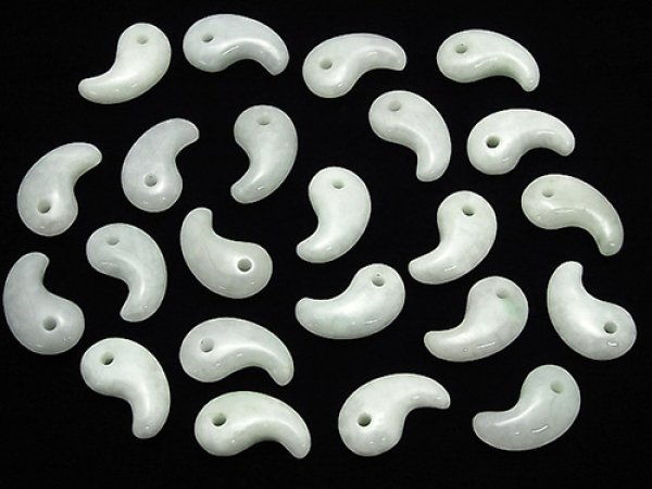 Photo2: 비취Jadeite 곡옥  사이즈30*20,  3알/1set  (2)