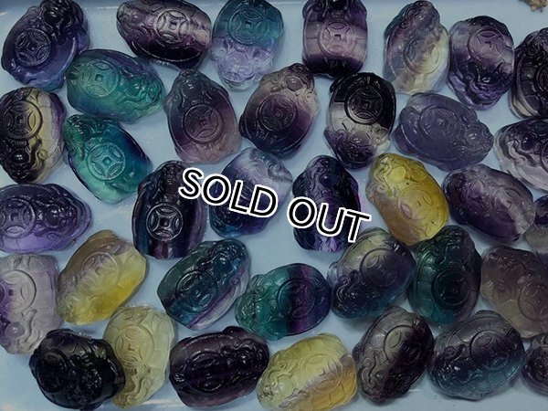 Photo4: 플로라이트 거부기  펜던트 목걸이용 조각 펜던트  10알 구매시 20% OFF : 사이즈 23mm x 너비:16mm x 두께:8mm (4)