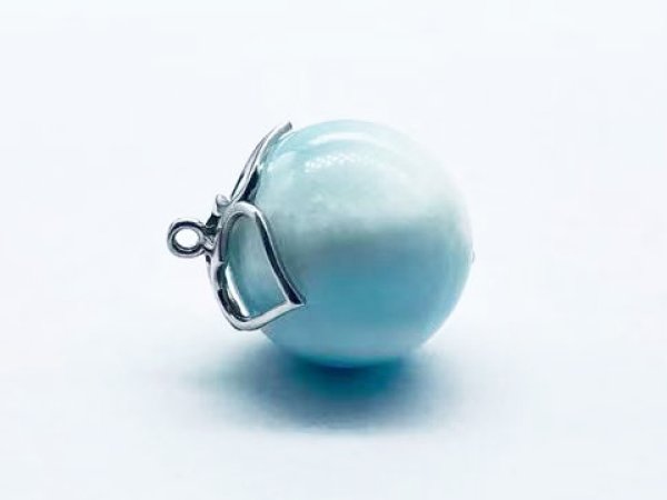 Photo4: 라리마 펜던트 볼   비즈17.8mm  실버925 테두리 4a품질,  1점, (4)