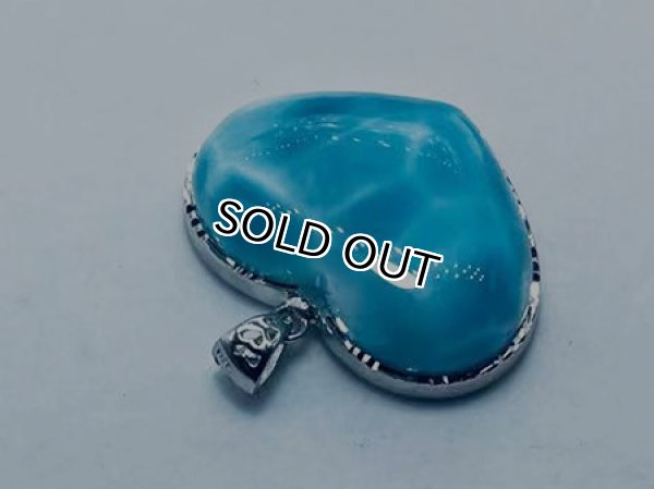 Photo5: 라리마 펜던트 하트 모형  길이26*너비36.6*두께9.6mm  실버925 테두리 4a품질,  1점, (5)