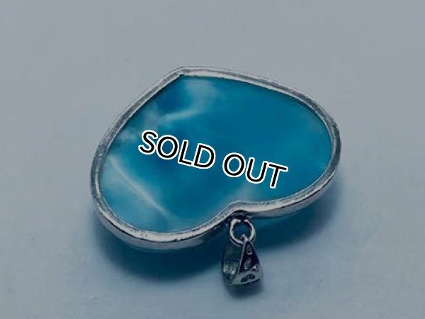 Photo6: 라리마 펜던트 하트 모형  길이26*너비36.6*두께9.6mm  실버925 테두리 4a품질,  1점, (6)