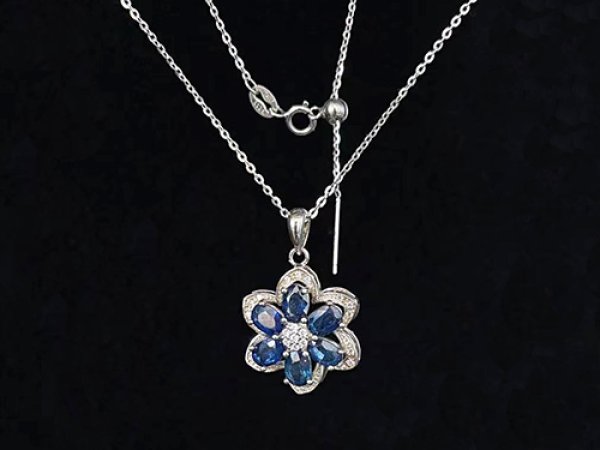 Photo2: 사파이어 Sapphire  목걸이 실버 925  (2)