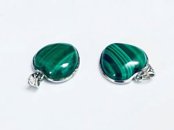 Photo5: 말라카이트Malachite  하트 목걸용 펜던트  (5)