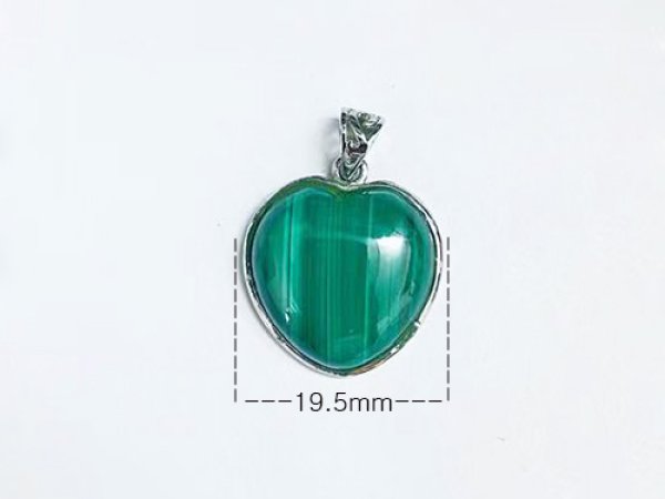 Photo3: 말라카이트Malachite  하트 목걸용 펜던트  (3)