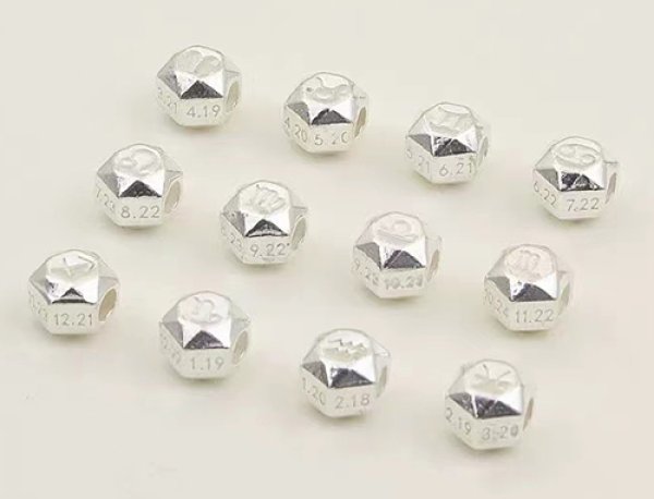 Photo2: 실버 925 12별자리 팔찌 목걸이 용 은볼 구슬 펜던트 (2)