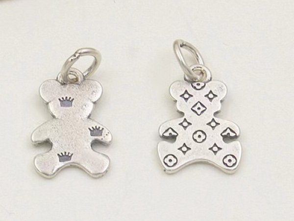 Photo2: 실버 925 곰돌이 팔찌 목걸이 용 은볼 구슬 펜던트 시드비즈 (2)