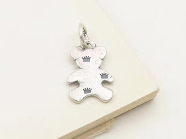 Photo3: 실버 925 곰돌이 팔찌 목걸이 용 은볼 구슬 펜던트 시드비즈 (3)