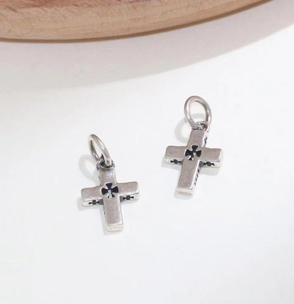 Photo3: 실버 925 십자가 팔찌 목걸이 용 은볼 구슬 펜던트 시드비즈 (3)