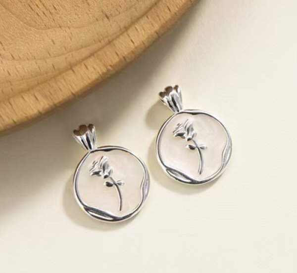 Photo2: 실버925 장미 펜던트 팔찌 목걸이 용 펜던트 (2)