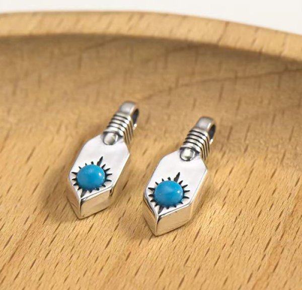 Photo2: 실버925 터키석 펜던트 팔찌 목걸이 용 펜던트 (2)