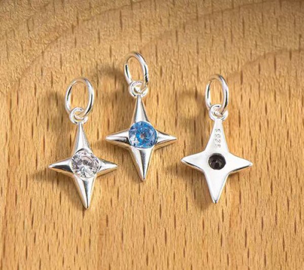 Photo2: 실버925 천사별  펜던트 팔찌 목걸이 용 펜던트 (2)